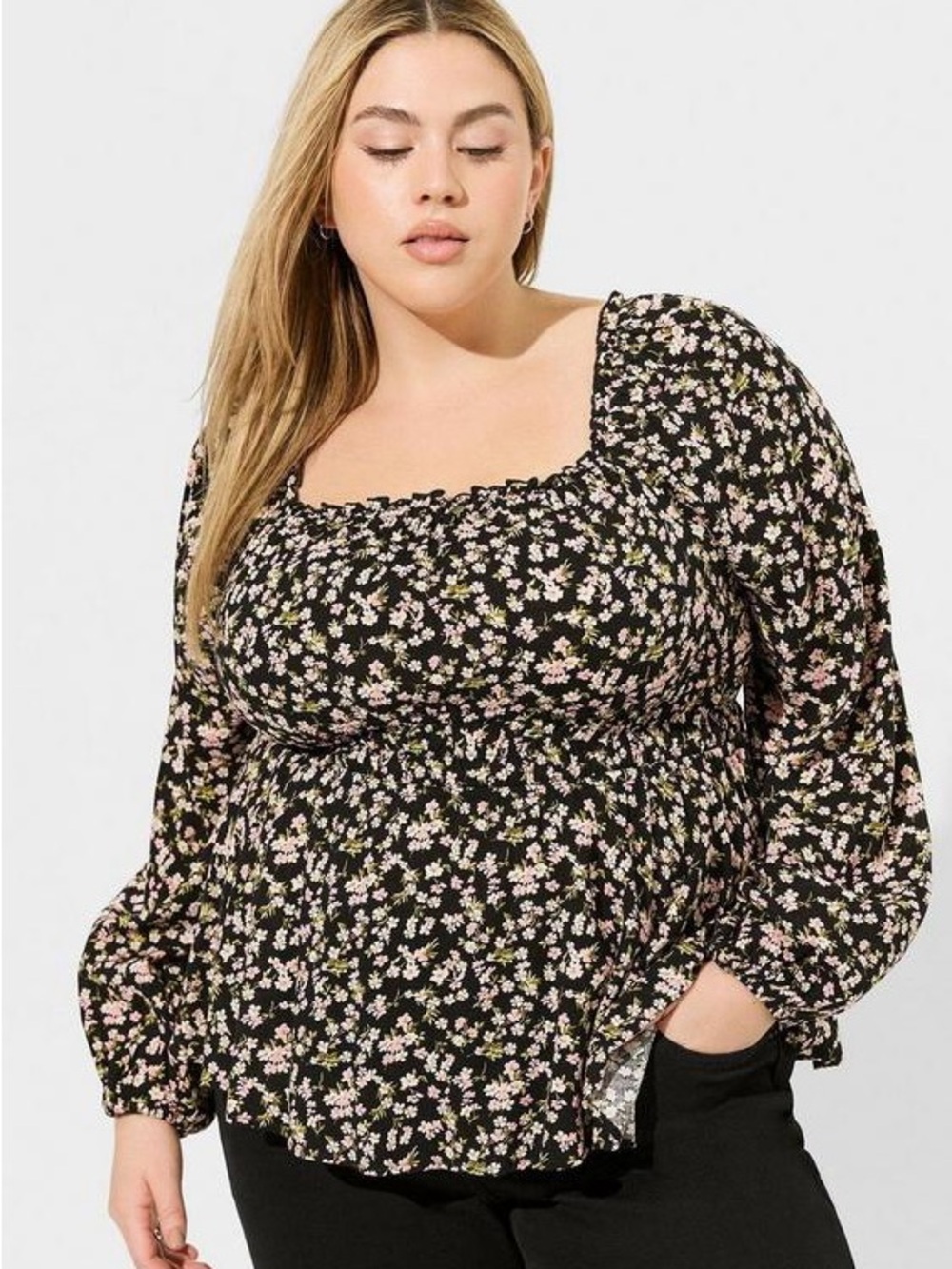 Torrid Rayon Slub WaistDetail Bouson Sleeve Top 2x